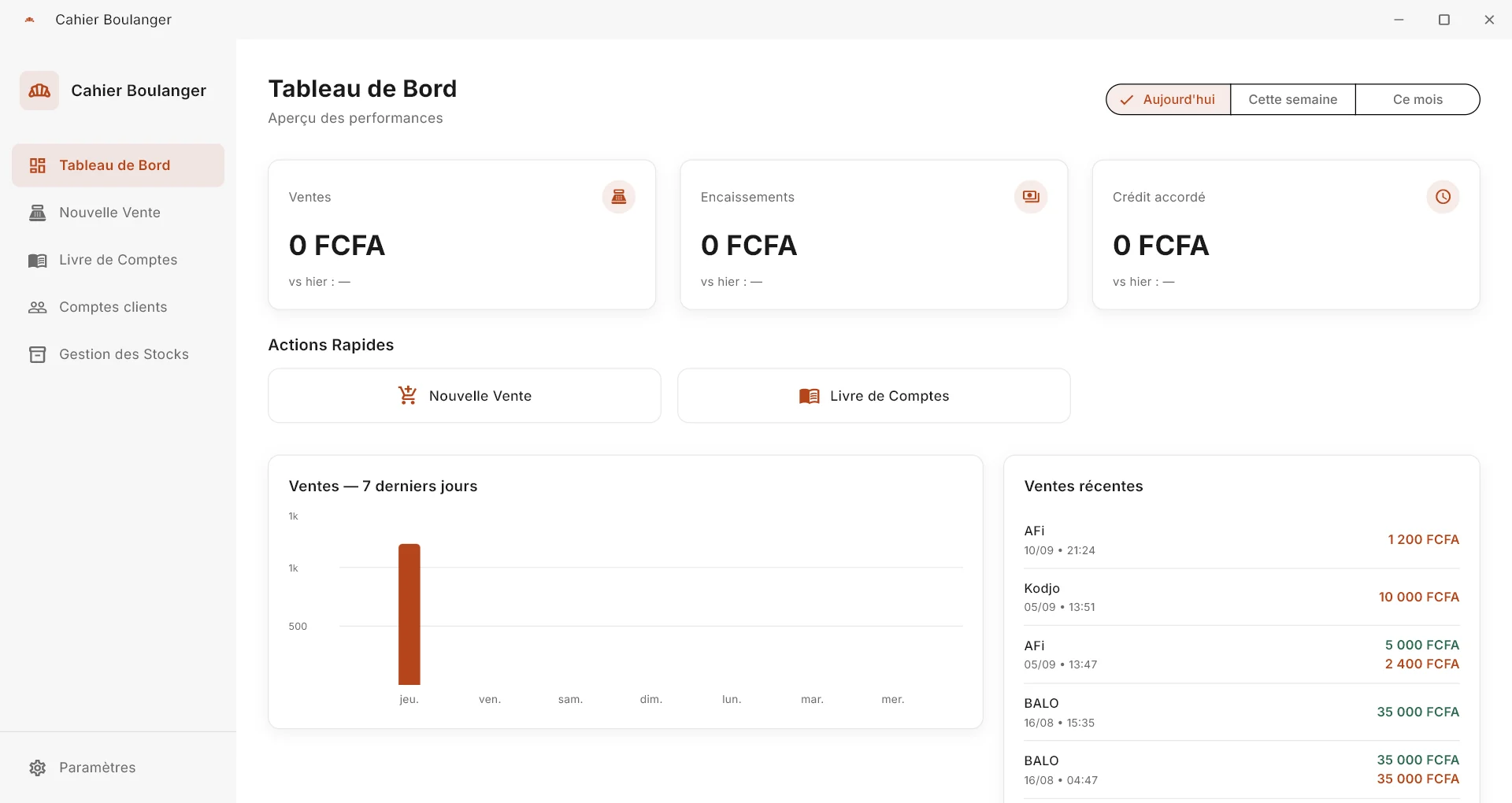 Cahier Boulanger dashboard screenshot