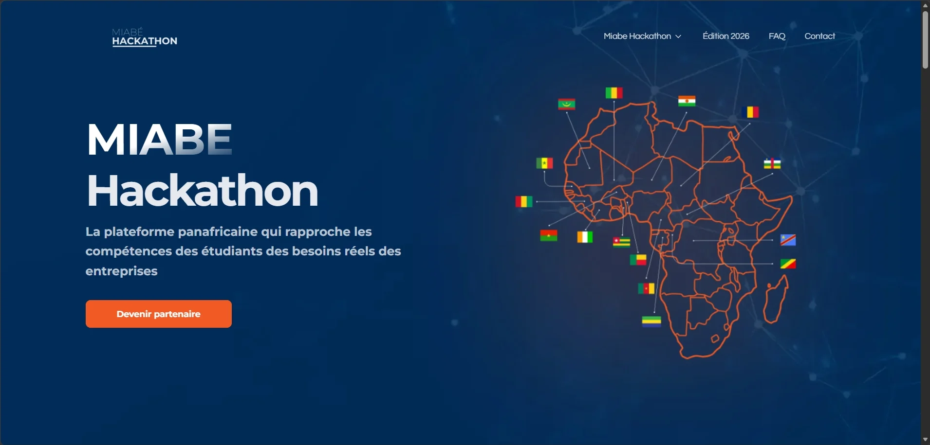 Miabé Hackathon Website screenshot